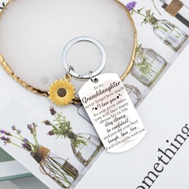 OEHEDOU Valentines Day Gifts For Granddaughter Birthday Gift For Granddaughters Inspirational Gifts For Granddaughter Gift From Grandma Grandpa To My Granddaughters Keychain
