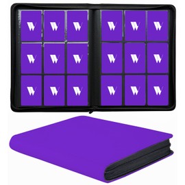 Premium 9-Pocket Zippered Trading Card Binder, 540 Pockets Double-Sided Side-Loading Card Organizer Album, PU Leather Card Holder Protector for MTG, TCG, Sports Cards (Purple)