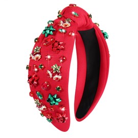MOLOCH Christmas Headband for Women Christmas Tree Bow Snowflake Knotted Headband Jeweled Crystal Xmas Headband Christmas Decorations Gifts