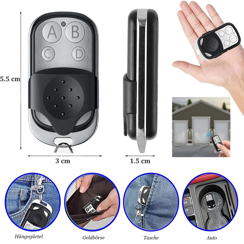 3pcs 433MHz Remote Control Cloning Remote Control Garage Door