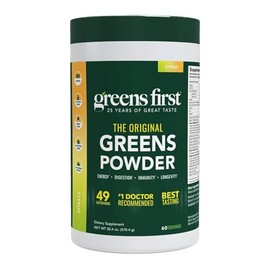 Greens First Polvo Original Greens - 49 Superalimentos - Frutas y Verduras Orgánicas - Prebióticos, Probióticos y Enzimas Digestivas - Batido Antioxidante - Sin Lácteos/Vegetal