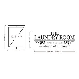 SUPERDANT Laundry Wall Decals The Laundry Room Sorting Out Life Wall Sticker Vinyl Lettering Laundry Room Door Sign Stickers Wall Art Decor for Laundry Room Wall Door Decor, Black 23x50 cm