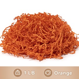Wowxyz 1 LB Crinkle Cut Paper Shred Orange Crinkle Shredded Paper for Gift Baskets - Gift Box Bag Filler - Confetti Stuffing for Birthday, Holiday Present Packaging Wrapping