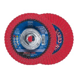 PFERD POLIFAN-Curve Radial Type Flap Disc - 4-1/2" x 5/8-11" Thread, 60 Grit Ceramic Oxide, Welding Accessory and Angle Grinder Attachment - For Steel and Stainless Steel (INOX) Grinding - Pack of 1 - Part 67258