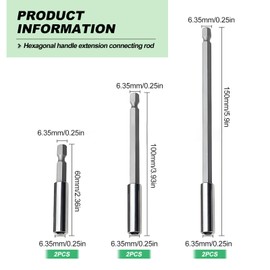 Drill Extension Bit Holder, 60mm 100mm 150mm Magnetic Screwdriver Bit Holders 1/4 Inch Hex Screwdriver Extension Bits Holder