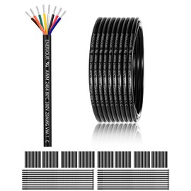 20 Gauge 8 Conductor Electrical Wire 100FT, UL 2464 20 AWG 8 Wire Cable Tinned Copper Stranded 20/8 for LED Lighting, Outdoor Low Voltage Extension Cable, Speaker, Automotive etc.