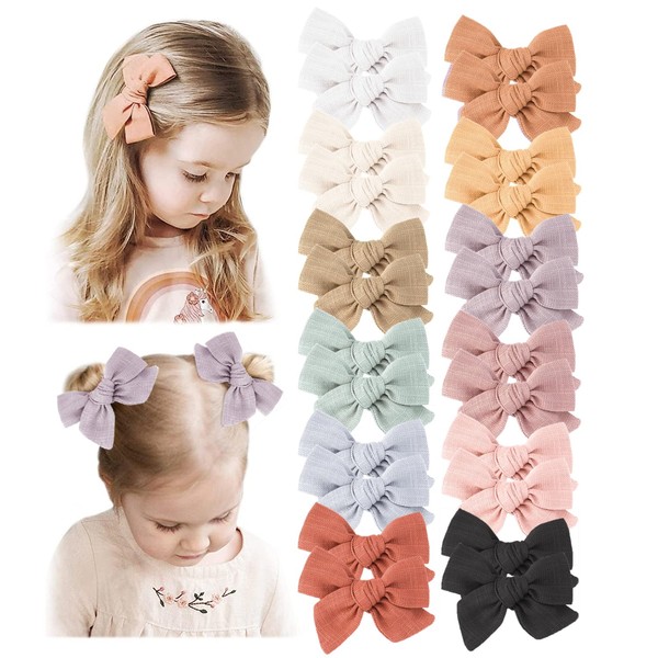 24 PCS Baby Hair Bow Clips for Girls,Hair Bows Barrettes Handmade Accessories Alligator Clip for Babies Infant Toddlers Little Kids Teens
