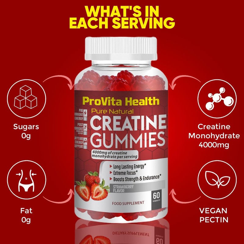 Creatine Monohydrate Gummies 4000mg for Men & Women - 60