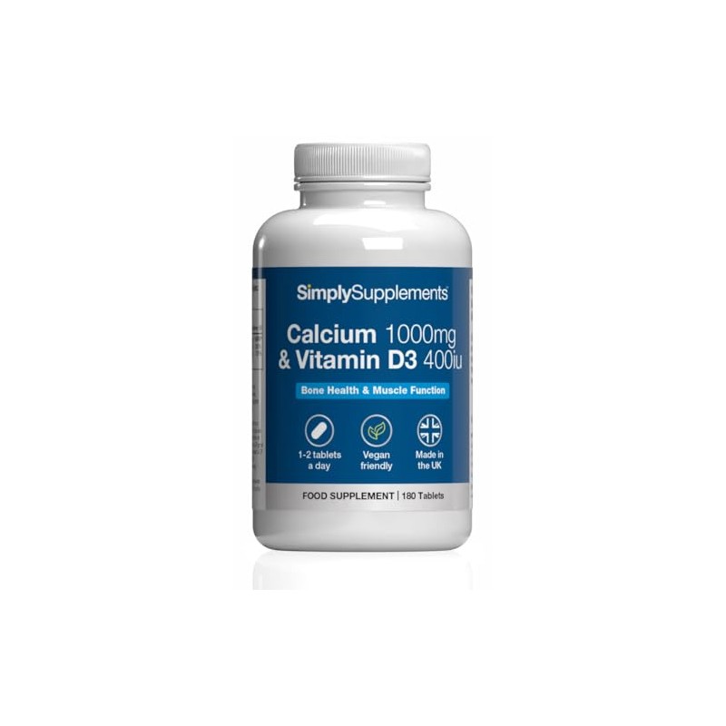 Calcium 1000mg & Vitamin D3 400iu | Supports Bone &