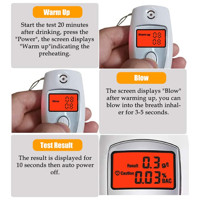 Breathalyzer with Audible Alert Portable Alcohol Tester with LCD Screen