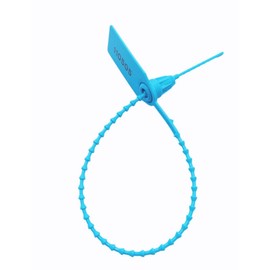 Etiquetas de envío de plástico Pull-Tite de 250 mm con sellos de seguridad desechables numerados (paquete de 100) (azul)