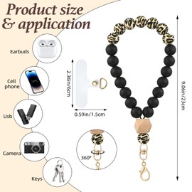 BEEFLYING Silicone Beaded Phone Wrist Strap, Cellphone Lanyard with Tether Tab, Elastic Hands-Free Wristlet Bracelet for Woman (Mixed Colors 1)