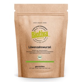 Dandelion Root Tea Organic 250 g - Taraxacum Officinale Cut - Dandelion Dried - Highest Quality Dandelion Root Tea - Bottled and Controlled in Germany Biotiva