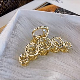 Avance Hair Clip Hair Claw Smile Nico Chan Metal Silver Gold Cute Adult Popular Hair Accessory Barrette for Women (Gold)