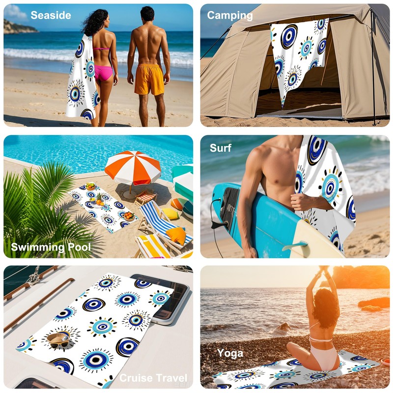 JKJNLHJE Evil Eye Beach Towels Oversized,Microfiber Sand Free Beach Towels