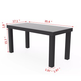 FixtureDisplays Black Coffee Table End SideTable Living Room Furniture Light Weight Willow Grain