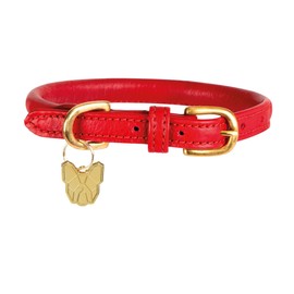 Digby & Fox Rolled Leather Dog Collar (Small, Scarlett)