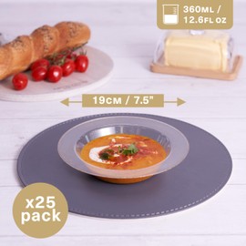 MATANA 25 Premium Clear Hard Plastic Bowls with Gold Glitter, 360ml - Sturdy & Reusable - Soup Bowls, Dessert Bowls for Weddings, Birthdays, Picnic, Buffet, Catering, Parties