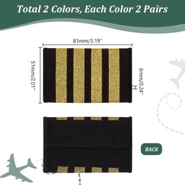 AHANDMAKER 4 Pairs Uniform Epaulettes, 2-Colour Striped Polyester Epaulettes, Pilot Flaps, Airline Pilot Accessories, Shoulder Badge