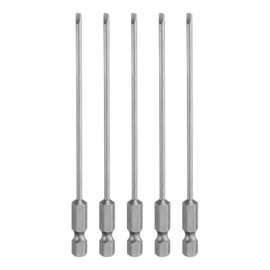 sourcing map 5pcs SL2.5 Magnetic Slotted Screwdriver Bits 2.5mm S2 Steel Flat Head Screwdriver Bit 1/4" Hex Shank Industrial Grade Screw Driver Drill Bits 110mm (4.3") Long for Screws