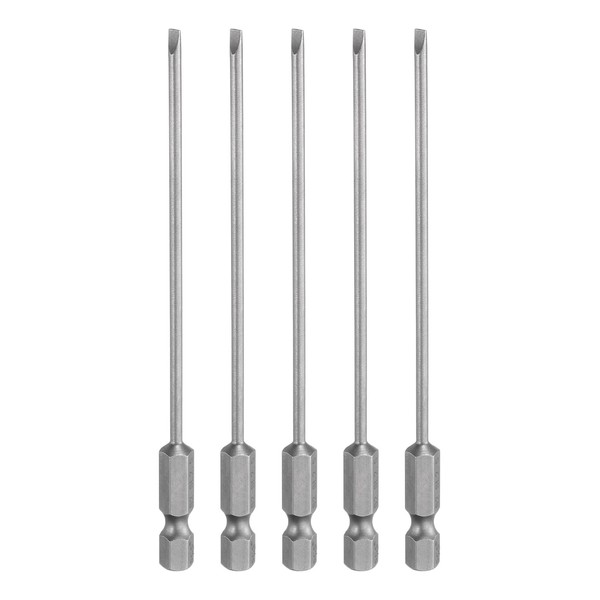 sourcing map 5pcs SL2.5 Magnetic Slotted Screwdriver Bits 2.5mm S2
