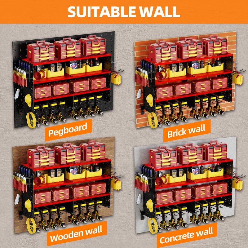 Dollate 4 Layer Power Tool Organizer Wall mount, 180Lbs Load