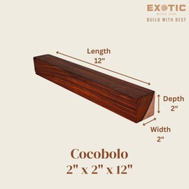 Exotic Wood Zone Cocobolo Turning Wood Blanks 2" x 2" x 12" Premium Exotic Lumber for Expert Woodturners | Woodturning Blanks | Turning Wood Blocks