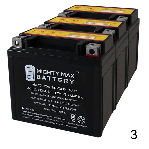 YTX5L-BS Replacement for GT X5L-BS 32X5B 5LBS ATV Battery - 3 Pack