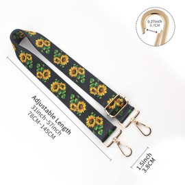 chushui Replacement Purse Strap,Wide Adjustable Crossbody Shoulder Straps for Handbags,Sunflower