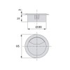 Emuca - Round built-in Ø3,14 inch (Ø80mm) grommets for table/desk/worktop,