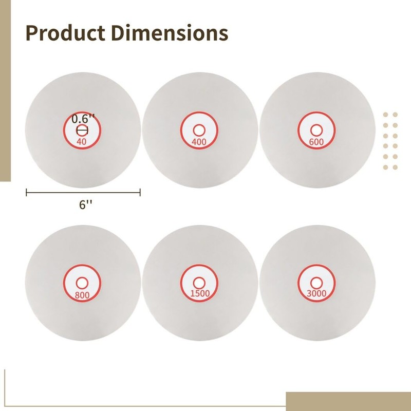 Homaisson 6 PCS Diamond Polishing Disc Set, 6 Inch Diamond