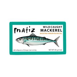 Matiz Mackerel in Extra Virgin Olive Oil | 3 Ounces | Spanish Natural Artisan Wild Caught Fish (1 Pack)