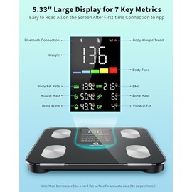 arboleaf Smart Scale for Body Weight and Fat, High-Precision Digital Bathroom Scale with 4-Electrode BIA, 7-in-1 Display for BMI Body Fat Muscle Mass, 14 Metrics in App, Trend Tracking, Max 400lb