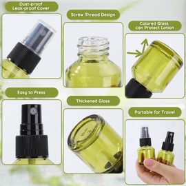 Segbeauty 0.5oz Empty Small Travel Spray Bottle for Hair, 6pcs Refillable Mini Glass Spray Bottles for Perfume, 15ml Green Fine Mist Atomizer Cologne Travel Bottle Sprayer, Liquid Containers Bottles