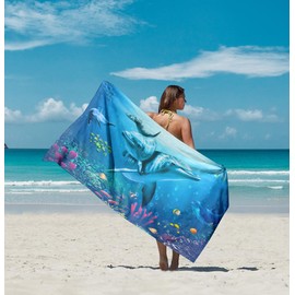 alottagifts Dolphin Beach Towel 30" x 60" Microfiber Sand Free Quick Dry Travel for Adults Teen Children (Dolphin)