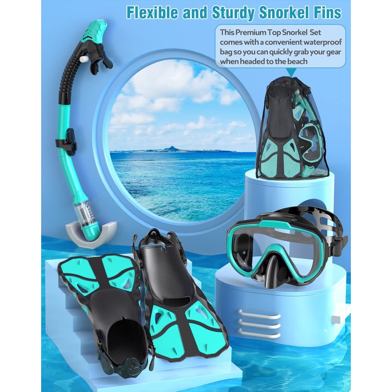 Vengreedo Snorkel Set with Fins for Adults, Snorkeling Gear for