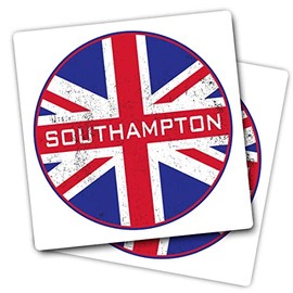 Vinyl Square Stickers (Set of 2) 7.5cm - Southampton England Flag Circle for Laptops, Tablets, Luggage, Scrap Booking, Fridges #60790