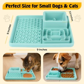 Bitesize Creations Cat & Dog Lick Mat with Suction Cups - 2-in-1 Silicone Lick Pad & Puzzle Feeder - Pet Food Mat for Anxiety Relief & Boredom - BPA-Free & Dishwasher Safe - Turquoise