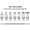 EMENTOL 7PCS 1/4" Drive Universal Joint Socket Set, 6 Point,
