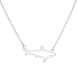 liveliwithmin Stainless Steel Shark Pendant Necklace Mini Shark Animal Stud Earrings Minimalist Sea Shark Jewelry Gift for Women Teens (silver shark necklace)