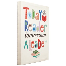 Stupell Home Décor Today a Reader Tomorrow a Leader Stretched Canvas Wall Art, 16 x 1.5 x 20, Proudly Made in USA