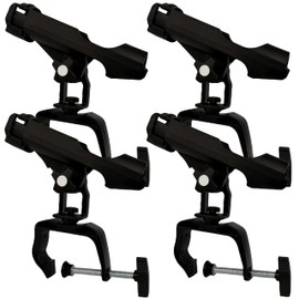 Fishing Boat Rods Holder with Large Clamp Opening 360 Degree Adjustable Fishing Rod Racks Folding Holder (RH20L-4Pack)