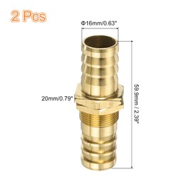 sourcing map 2 Pcs Brass Hose Barb Fitting Straight Connector Coupler, 5/8" ID Brass Fitting Air Hose Fittings 2.36" x 0.79"(LxW) for Connecting Water Fuel Air, Oil Hoses