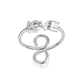 Anxiety Spinner Rings 925 Sterling Silver Love Rotating Stress Relieving Fidget Open Ring Adjustable Spinning Jewellery Gift for Women Friends, Sterling Silver