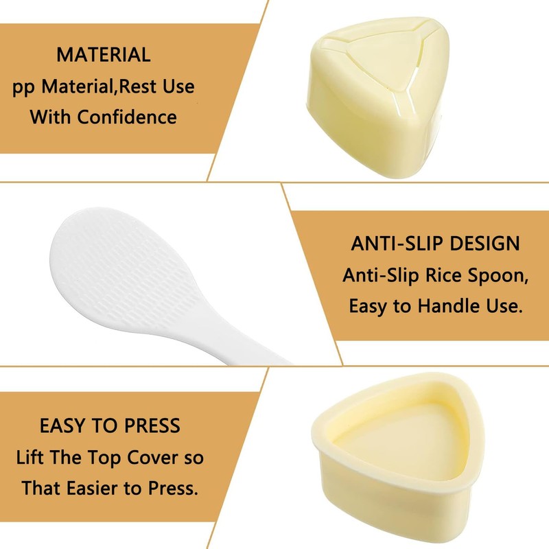 FIBOUND 3-Piece Sushi Rice Mold Set - Triangular Bento Press