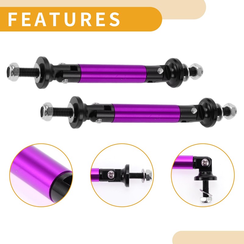Partuto 2pcs 45mm/1.77in Car Splitter Support Rods Adjustable Front Rear
