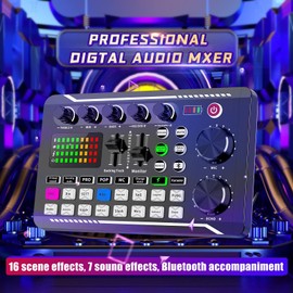 Professional Audio Mixer, SINWE Live Sound Card and Audio Interface with DJ Mixer Effects and Voice Changer,Podcast Production Studio Equipment, Prefect for Streaming/Podcasting/Gaming