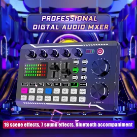 Professional Audio Mixer, SINWE Live Sound Card and Audio Interface with DJ Mixer Effects and Voice Changer,Podcast Production Studio Equipment, Prefect for Streaming/Podcasting/Gaming
