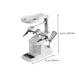 Operitacx LED Lupe Schweißtischlupe Lupen Lötständer Lötstation Aluminiumlegierung Weiß