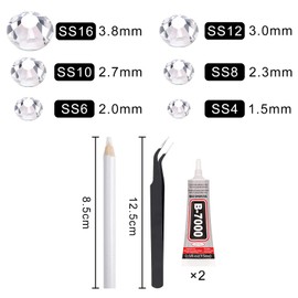 Nail Art Rhinestones Bedazzling Kit, Silver and Iridescent Rhinestones with Glue Tweezers Rhinestone Picker Dotting Pen, Crystal Rhinestone for Craft, Nail, Clothes, Face and DIY Bags